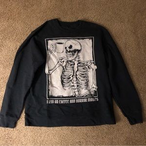 Sold! Graphic crewneck “I run on coffee and horror movies” 💀 ☕️